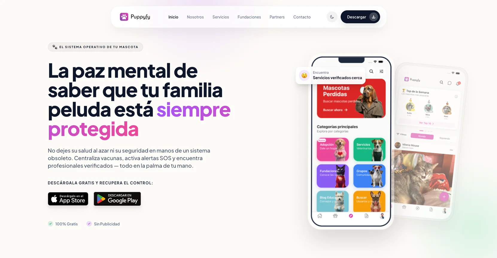 La puerta de entrada web para una app que vive principalmente en el celular