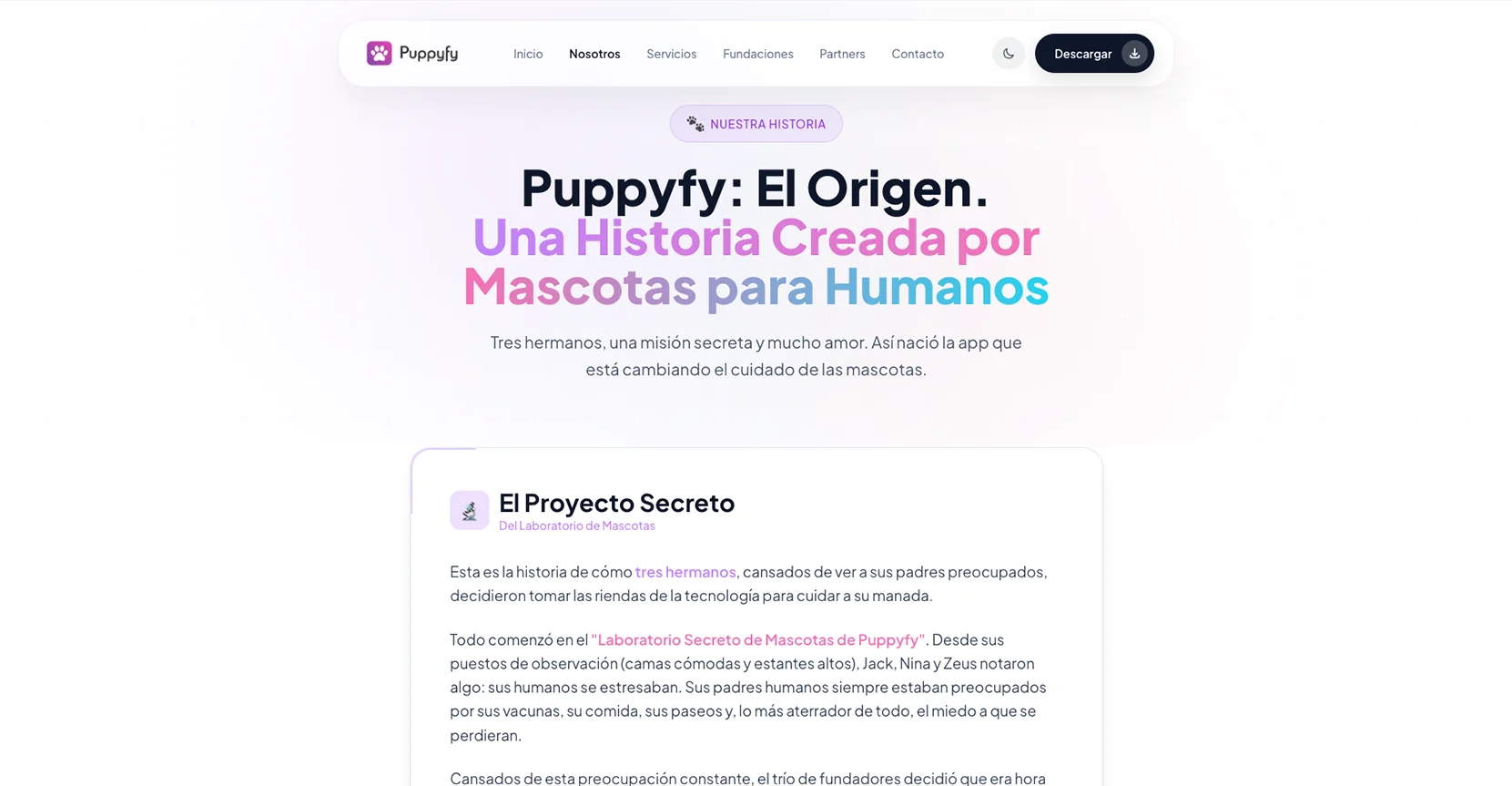 La puerta de entrada web para una app que vive principalmente en el celular