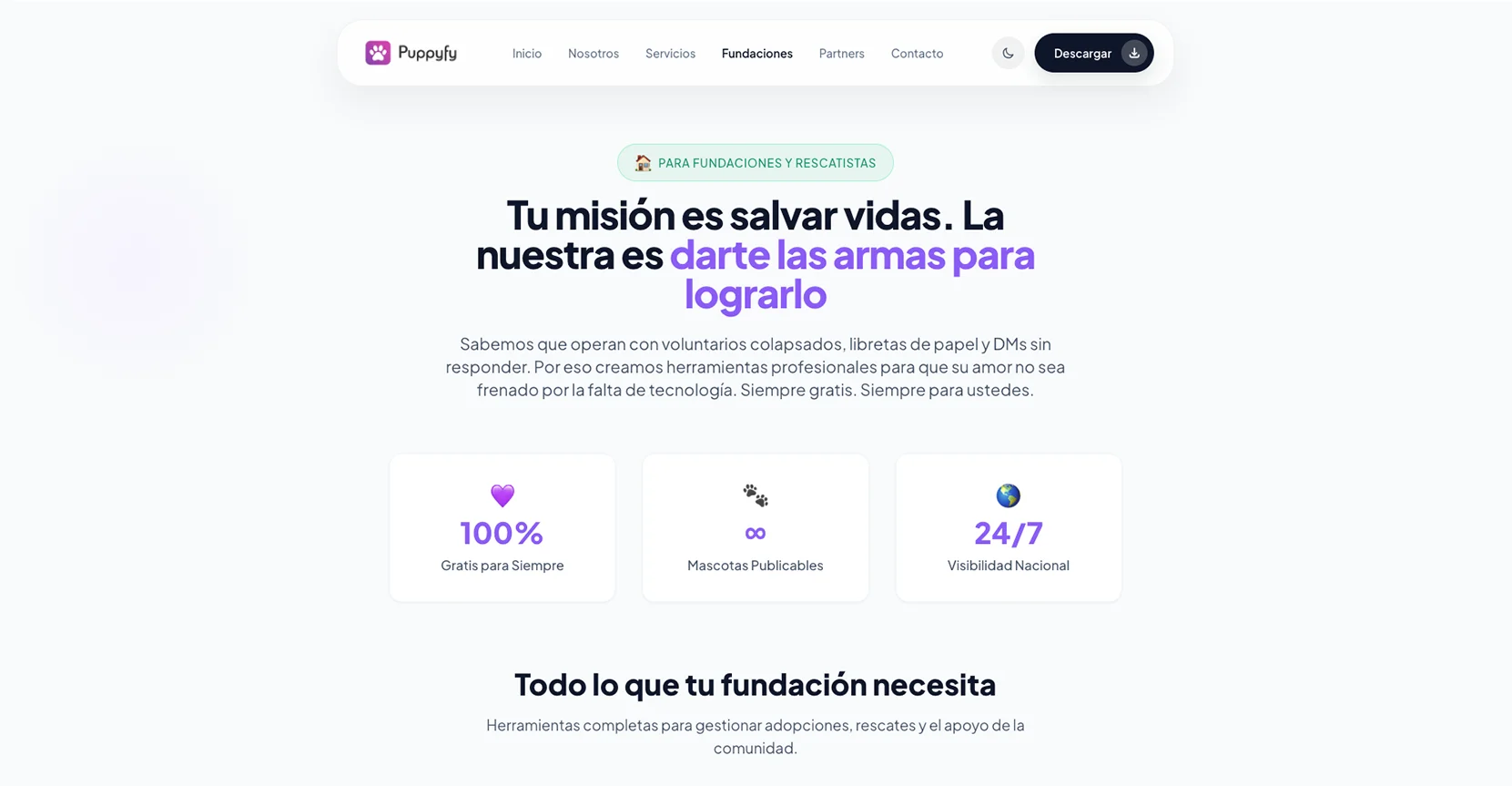 La puerta de entrada web para una app que vive principalmente en el celular